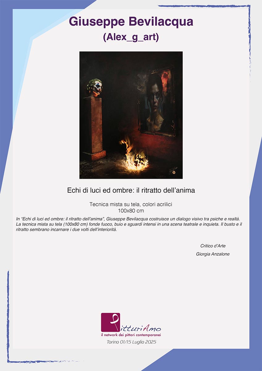Critica d'Arte all'opera "Echi di luci ed ombre: il ritratto dell’anima" dell'artista contemporaneo Giuseppe Bevilacqua, in arte Alex_g_art