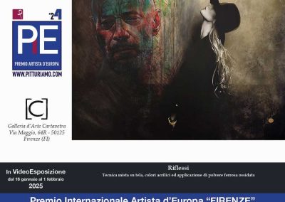 cdell'artista contemporaneo Giuseppe Bevilacqua presso la Galleria Cartavetra, Firenze, in occasione del Premio Artista d'Europa 2024
