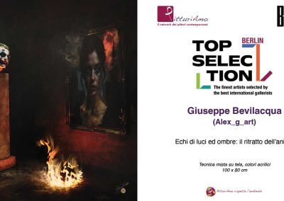 VideoEsposizione dell'opera "Echi di luci ed ombre: il ritratto dell’anima" dell'artista contemporaneo Giuseppe Bevilacqua presso la Galleria BBA in occasione del Premio Top Selection Berlin 2025