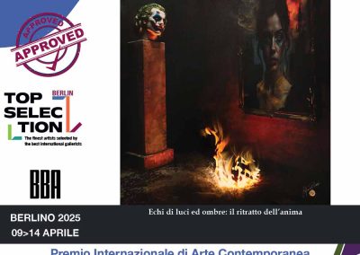 VideoEsposizione dell'opera "Echi di luci ed ombre: il ritratto dell’anima" dell'artista contemporaneo Giuseppe Bevilacqua presso la Galleria BBA in occasione del Premio Top Selection Berlin 2025