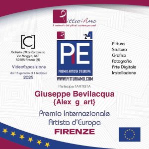 Locandina dell'artista contemporaneo Giuseppe Bevilacqua al Premio Artista d'Europa 2024