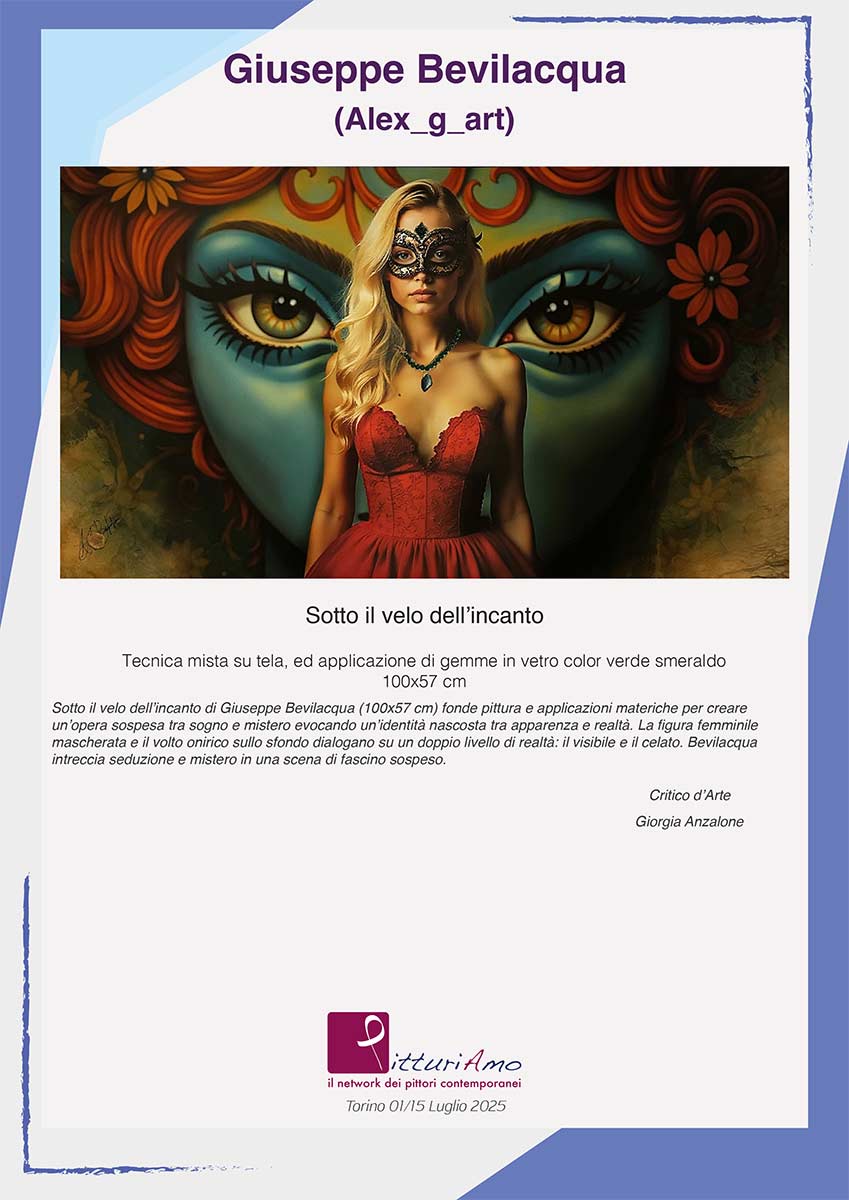 Critica d'Arte all'opera "Sotto il velo dell'incanto" dell'artista contemporaneo Giuseppe Bevilacqua, in arte Alex_g_art