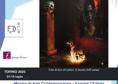 Esposizione dell'opera "Echi di luci ed ombre: il ritratto dell’anima" di Giuseppe Bevilacqua, in arte Alex_g_art, in occasione della Mostra Collettiva di Arte Contemporanea 2025 presso la galleria Febo e Dafne di Torino